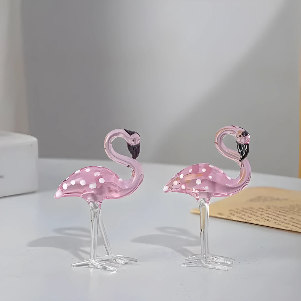 Pink crystal flamingo decorative ornament for tabletop display