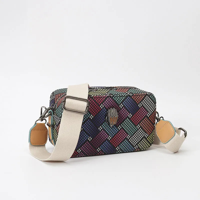 Camera bag with wide eagle head shoulder strap in blue colour
