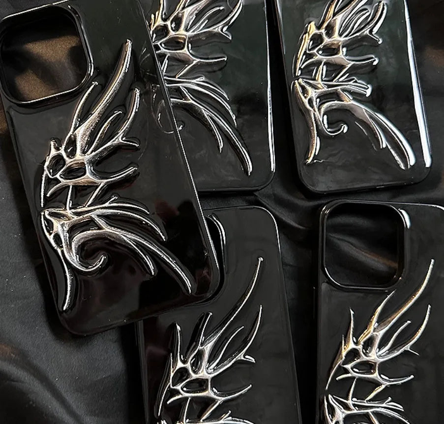 iPhone protective case with three-dimensional wings design in blurred wings colour for anti-drop protection