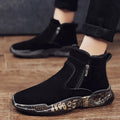 High-top men's snow boots in 2280 black and white with suede upper and rubber sole