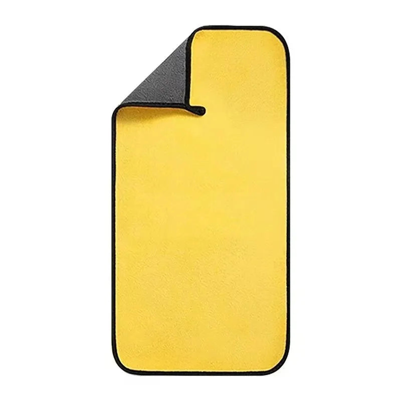 Traceless thickened microfiber car wash towel 30x60CM yellow grey double-sided