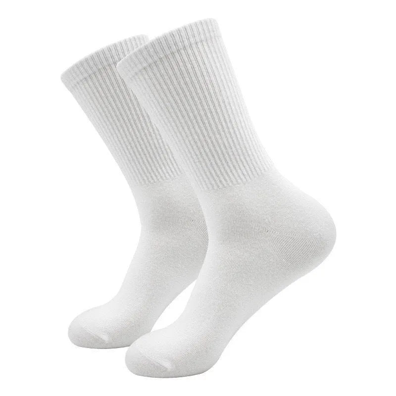 Mid-calf length sports sock in polyester cotton fabric, shown in black colour.