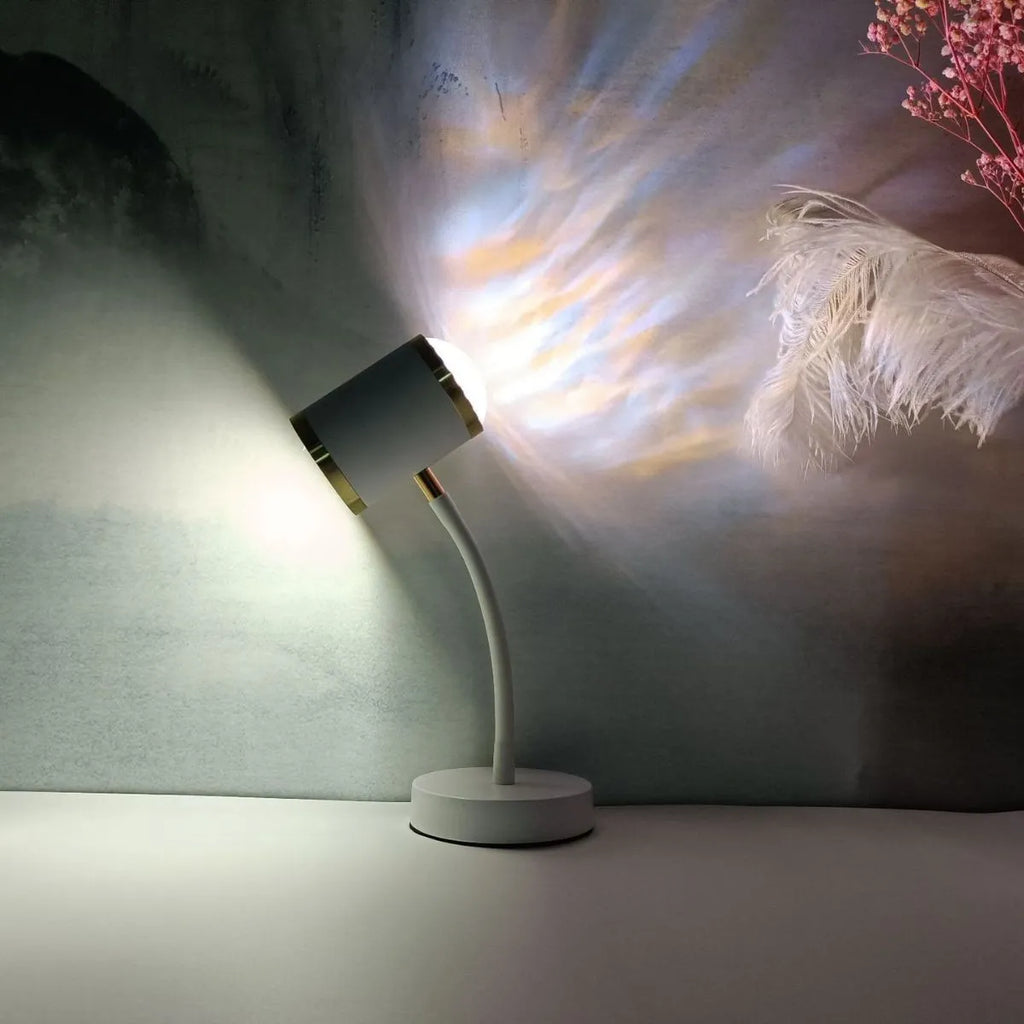 Black and white double-headed metal studio lamp for live streaming and photography.