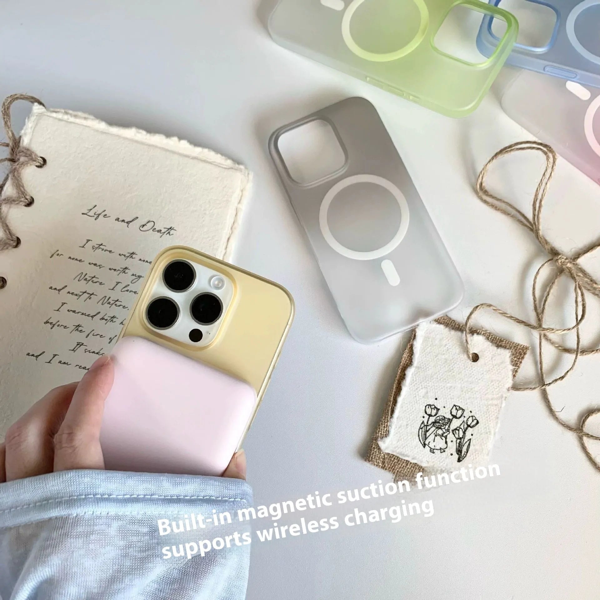 Gradient frosted magnetic suction phone case for iPhone with ultra-thin PC construction