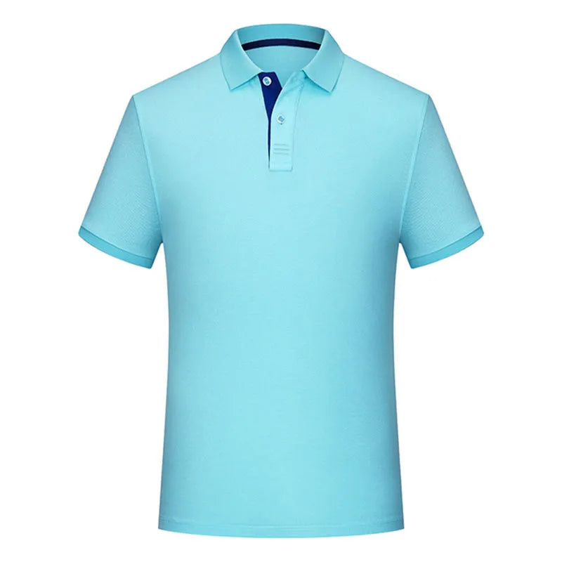 Solid colour cotton polo collar casual T-shirt with short sleeves in white, red, grey, black and other colours, sizes S to 4XL