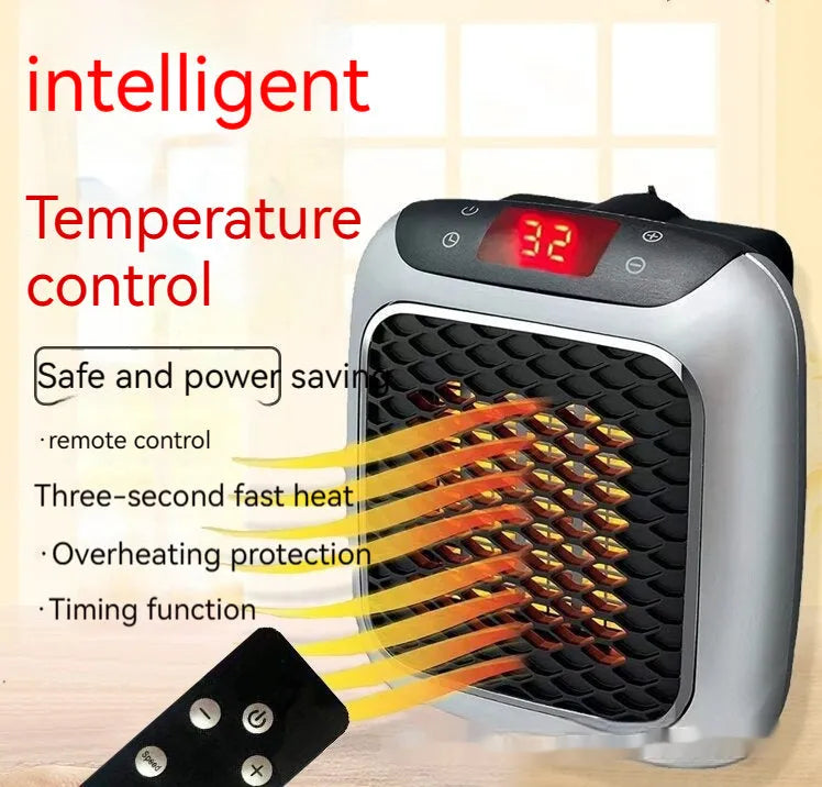 Mini wall-mounted PTC fan heater in grey, green, or blue, 800W, for rooms 11-20 sq m