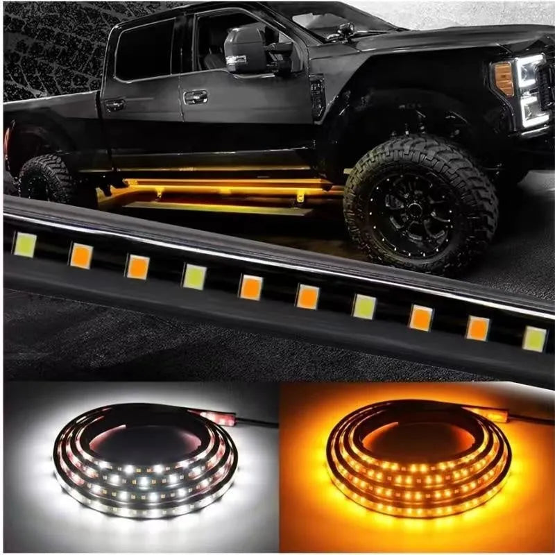 Yellow LED pedal streamer light lamp with side steering streamers for bicycles