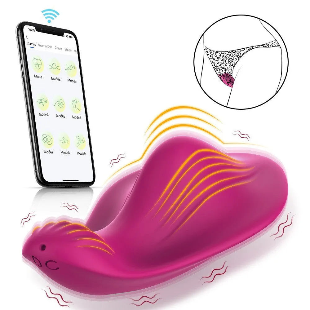 Rose red wearable female massager with smartphone app remote control for external stimulation