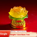 Chinese style lotus lamp in yellow with electronic candle for Buddha statue decoration