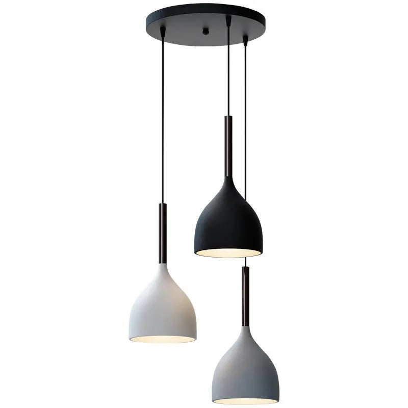 Nordic three-head pendant light in black, grey, or white for living room and dining room, 220V