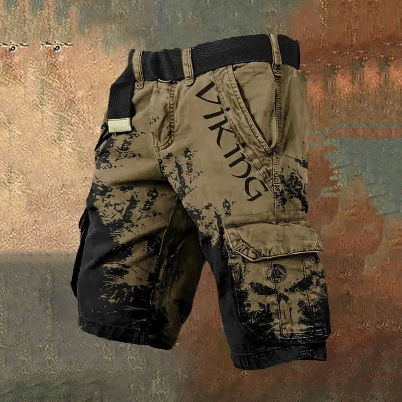 Man wearing 3D digitally printed polyester shorts with a zipper, showing colour option DZ198581