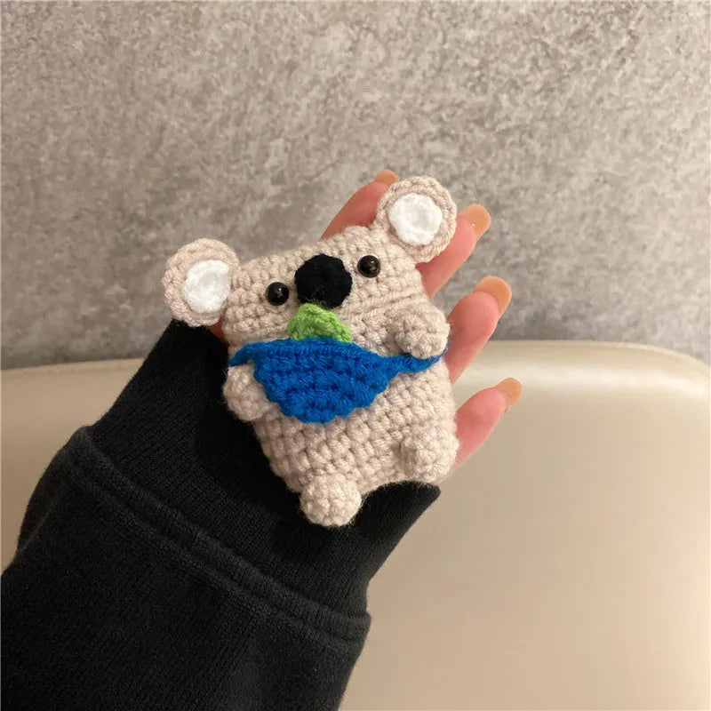 Handmade knitted koala bear backpack cover for AirPods charging case