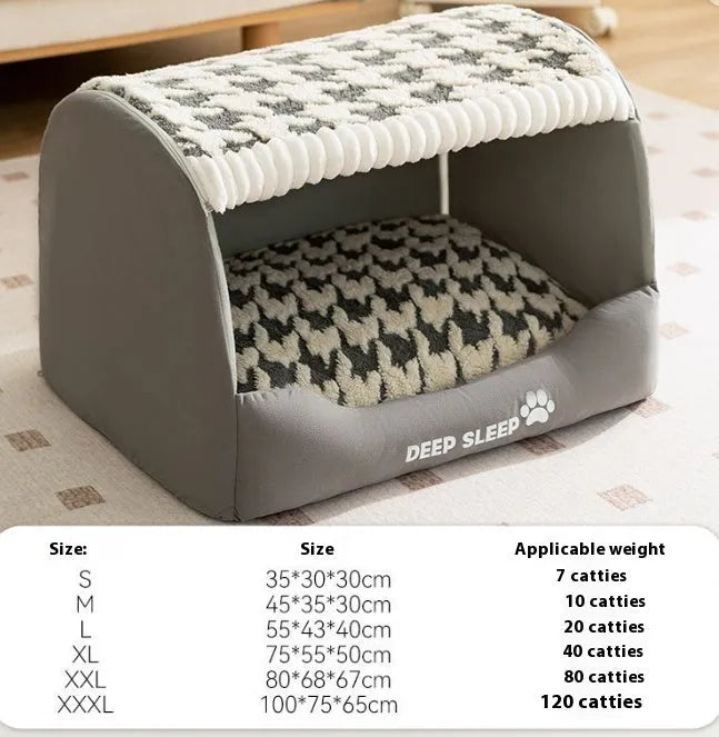 Enclosed curved room kennel cave sofa for small dogs with plush fabric interior