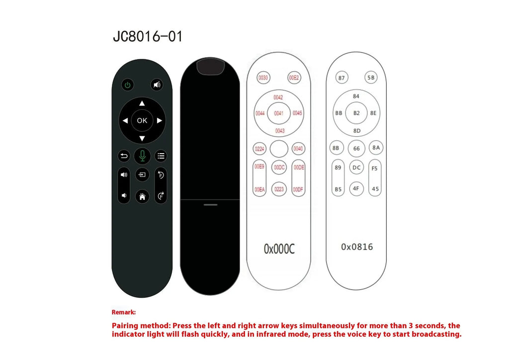 016 Bluetooth voice remote control in plastic, compact 145x35mm size