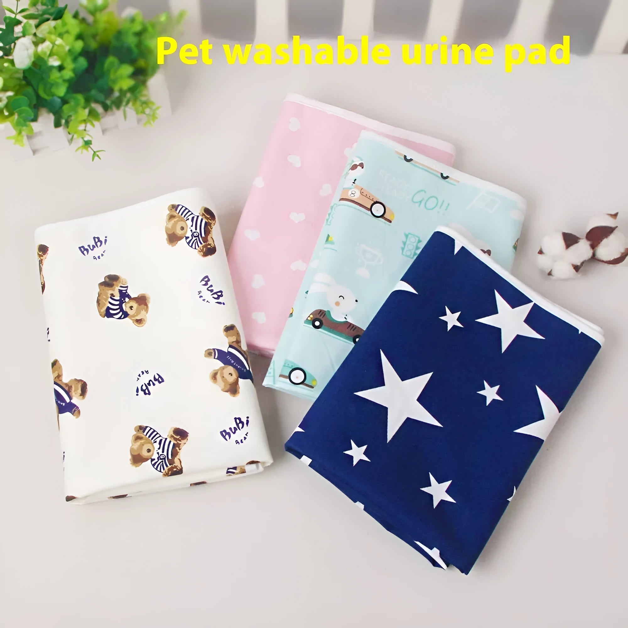 Cotton pet urine pad 50x70cm with cartoon blue elephant design and waterproof backing for indoor dog training