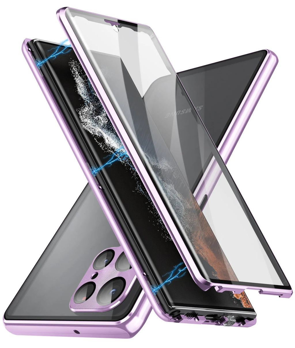 Samsung Galaxy S24 Ultra phone case with a magnetic mirror and metal construction in multiple colour options.