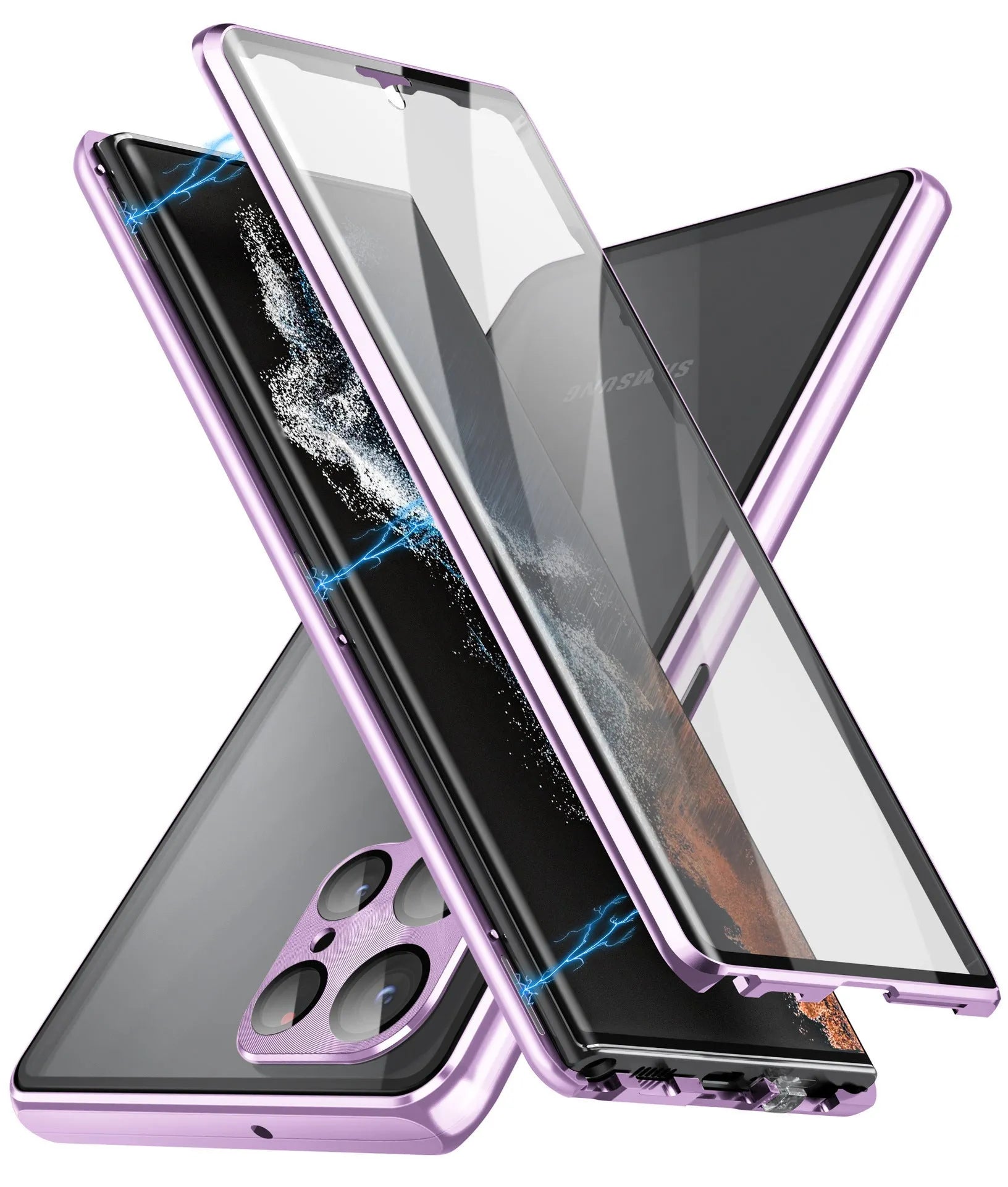 Samsung Galaxy S24 Ultra phone case with a magnetic mirror and metal construction in multiple colour options.