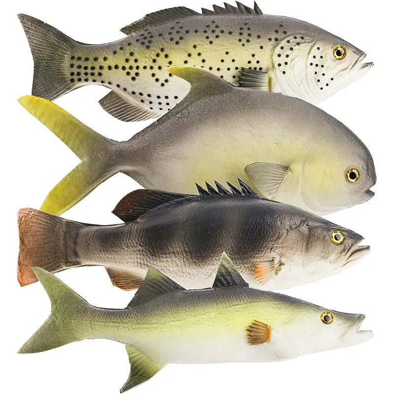 PU simulated fish ornament set showing yellow-fin tuna, small tuna ocean animal models