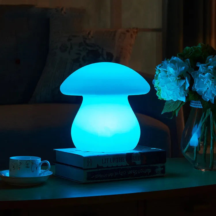 LED night light remote control rechargeable waterproof mushroom lamp in colourful plastic finish