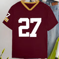 Red loose fit cotton t-shirt with digital letter printing and short sleeves