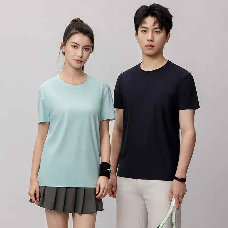 Ice silk quick-drying T-shirt in slim fit with antibacterial and anti-UV properties for summer sports