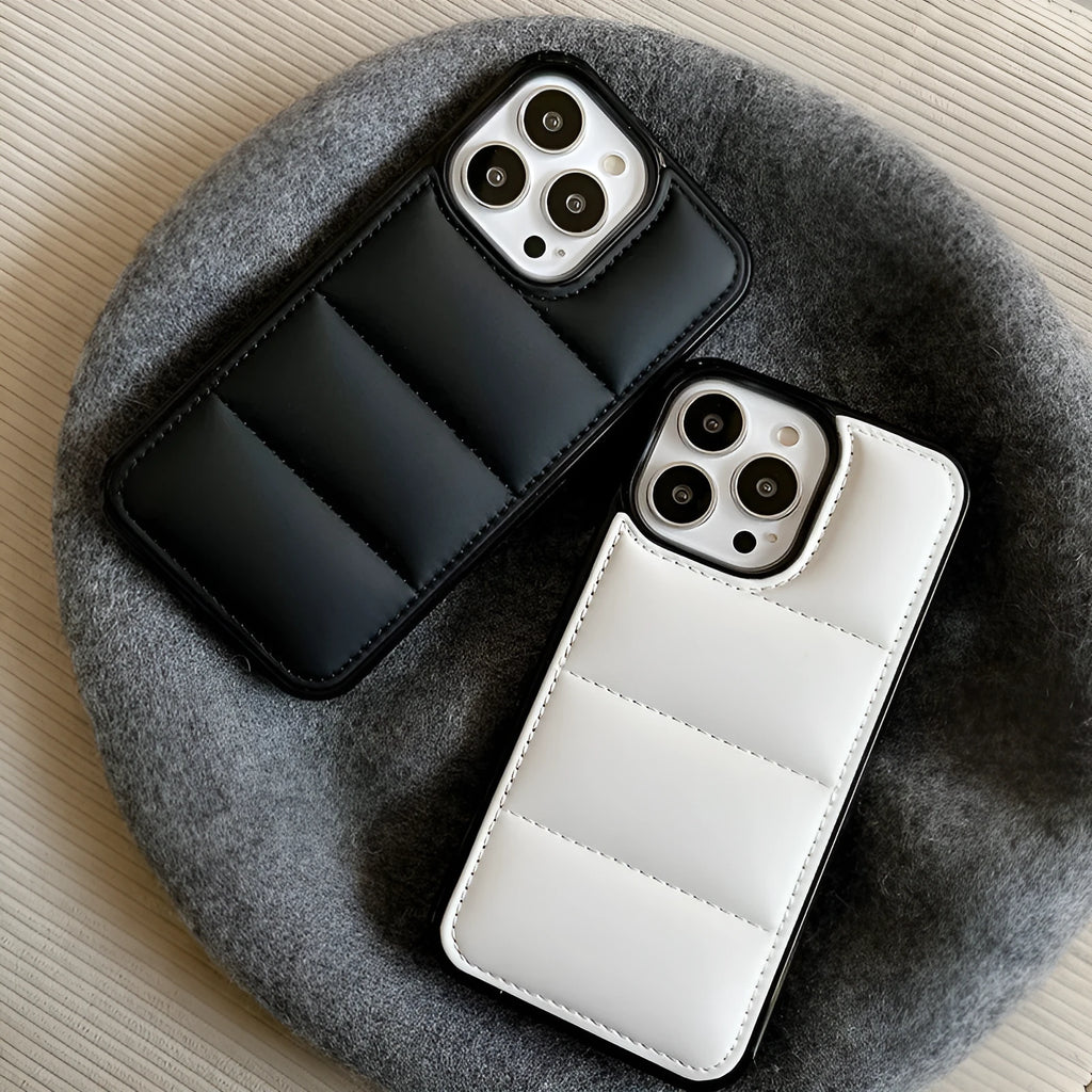 Candy Down Jacket Shape iPhone case in solid colour showing TPU+PC construction
