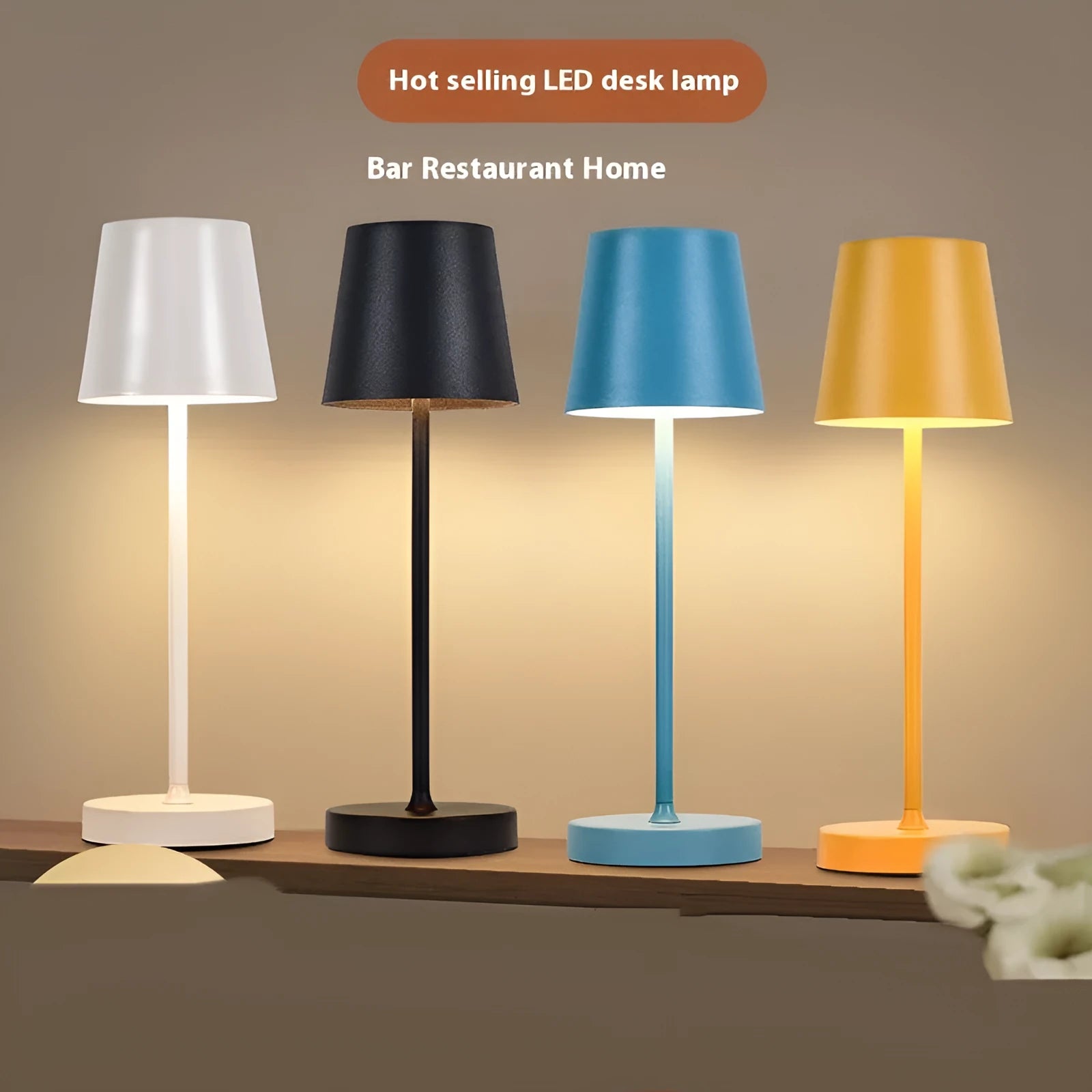 Round bottom metal table lamp with USB charging in black, American retro style for restaurant use