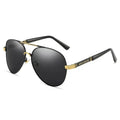 Men's polarised sunglasses with a metal frame, available in gold, black, and silver colour options.