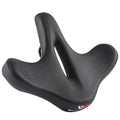 Black bicycle seat cushion made of leather and thick foam