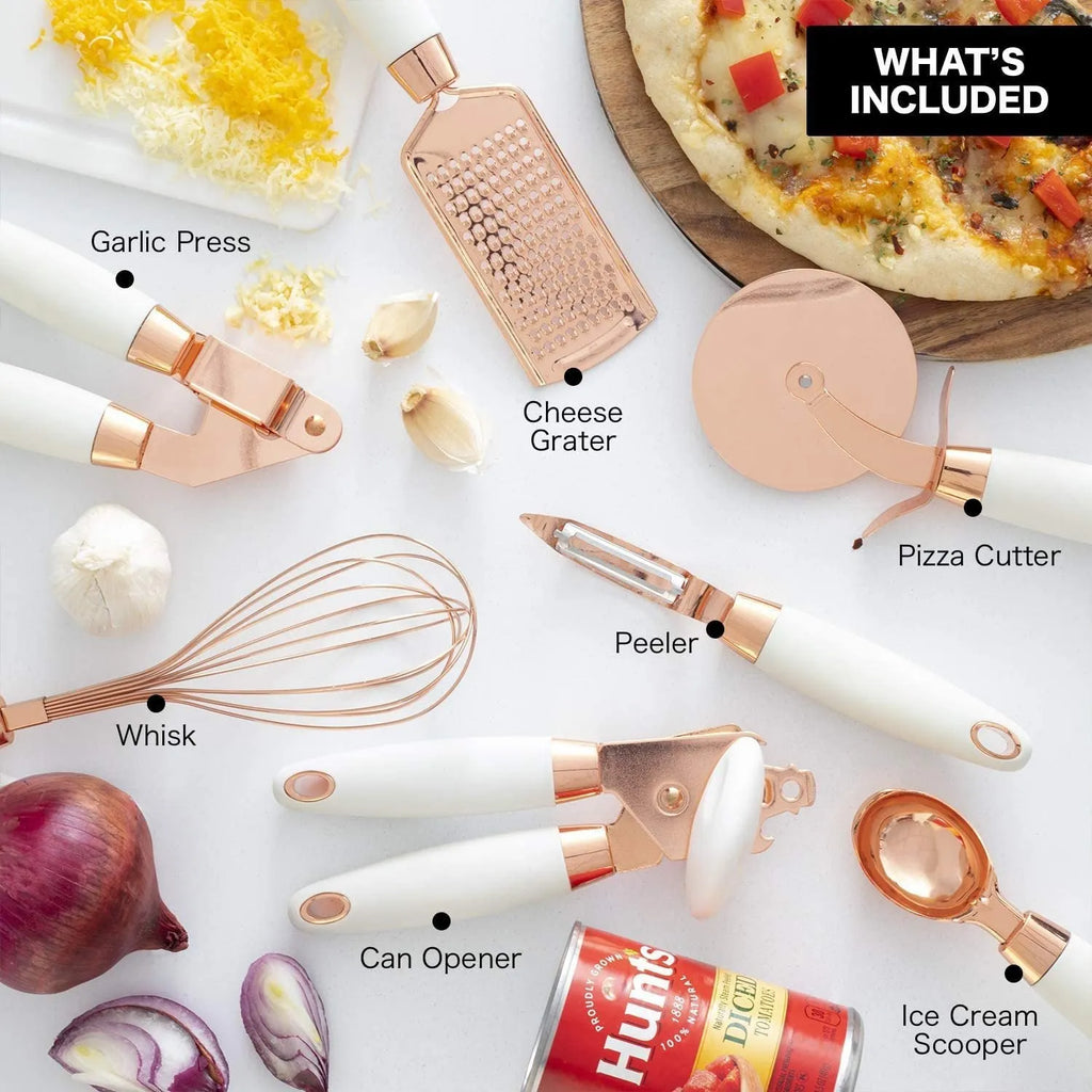 Stainless steel kitchen gadget 7-piece set in a minimalist box featuring various bottle and can openers.