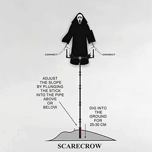 Plastic skeleton scarecrow Halloween decoration with screaming skull design for garden bird control