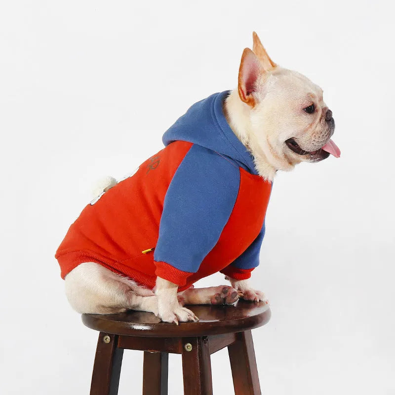 Red cotton dog jumper for small and medium breeds including Teddy and Bichon