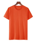 Men's loose fit black cotton T-shirt with short sleeves on a hanger.