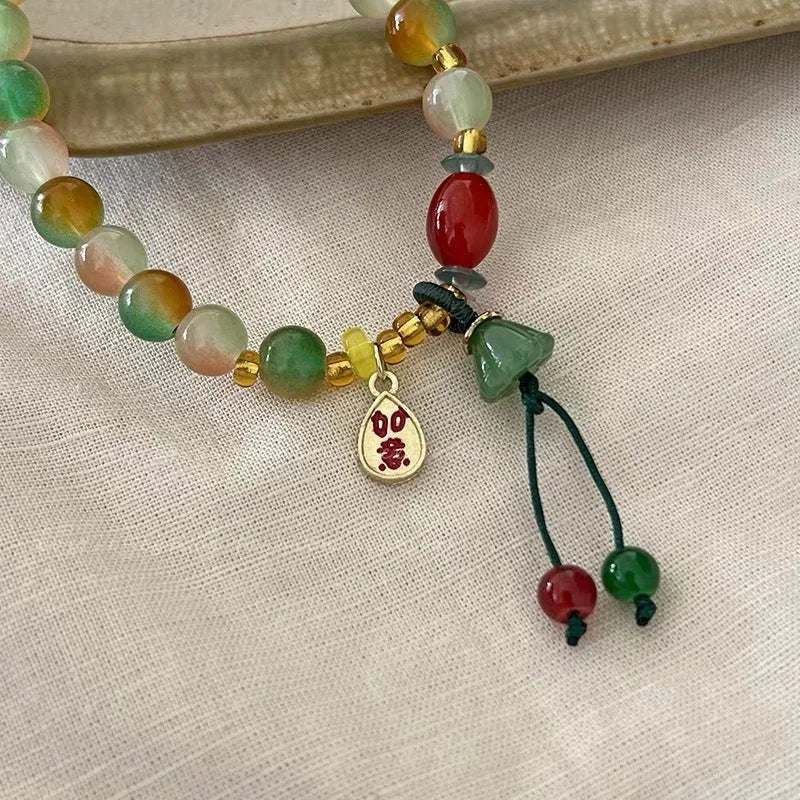 M990 Lotus Ruyi bracelet with mixed materials and lotus element