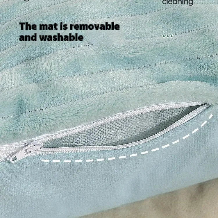 Morandi-coloured sofa-style dog mat with a removable cover, shown in two sizes for small and large pets.
