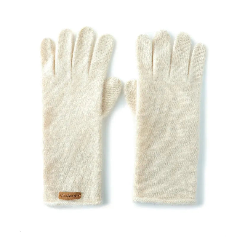 Cashmere autumn winter unisex riding gloves in black with jacquard knit and touch screen fingertips
