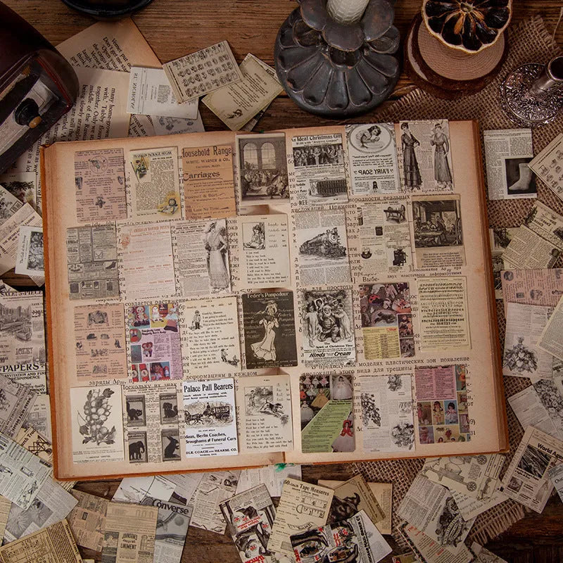 100 retro small book double-sided notes in vintage colours including forest movie and antique paper