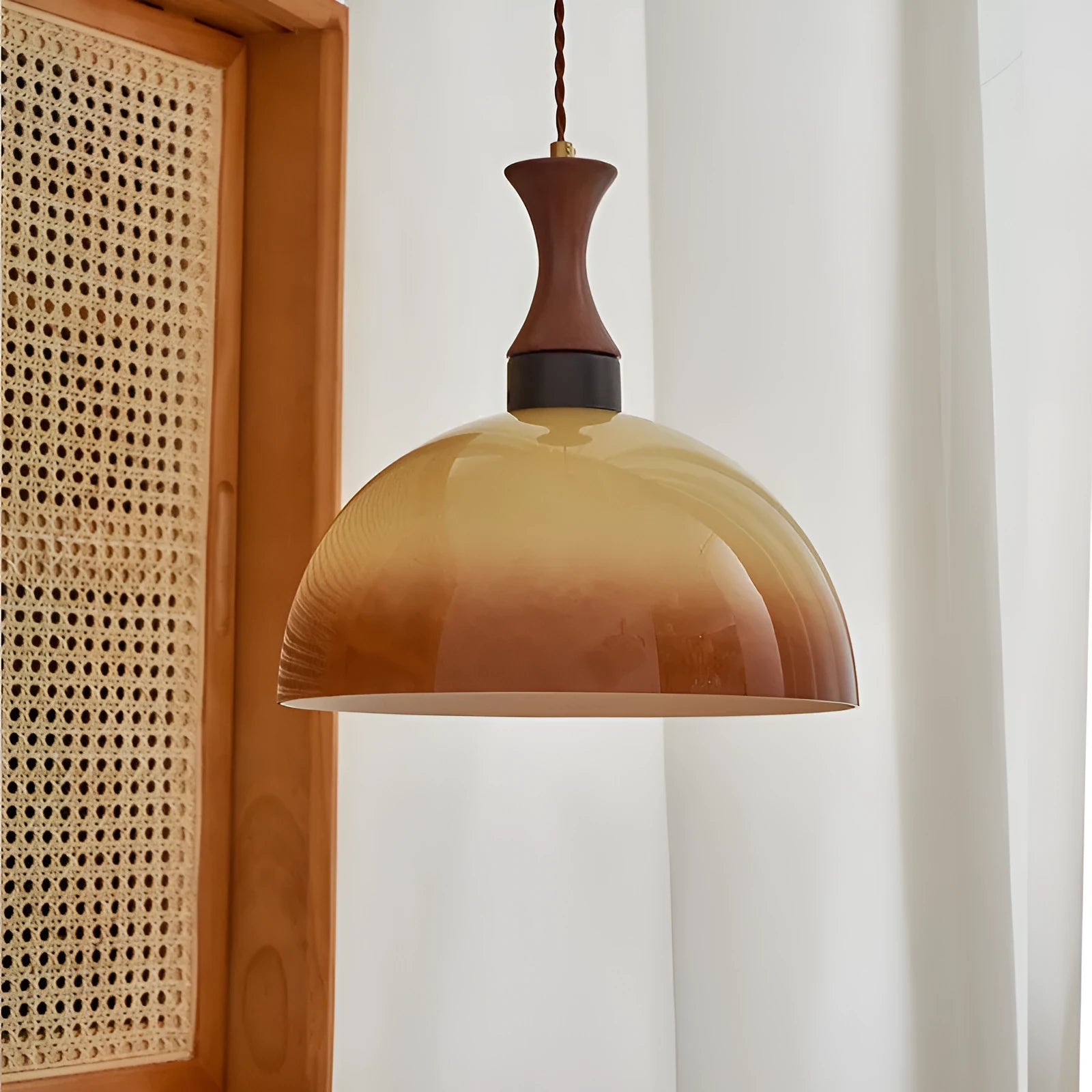 Retro glass pendant light semicircle 30cm tri-colour for dining room