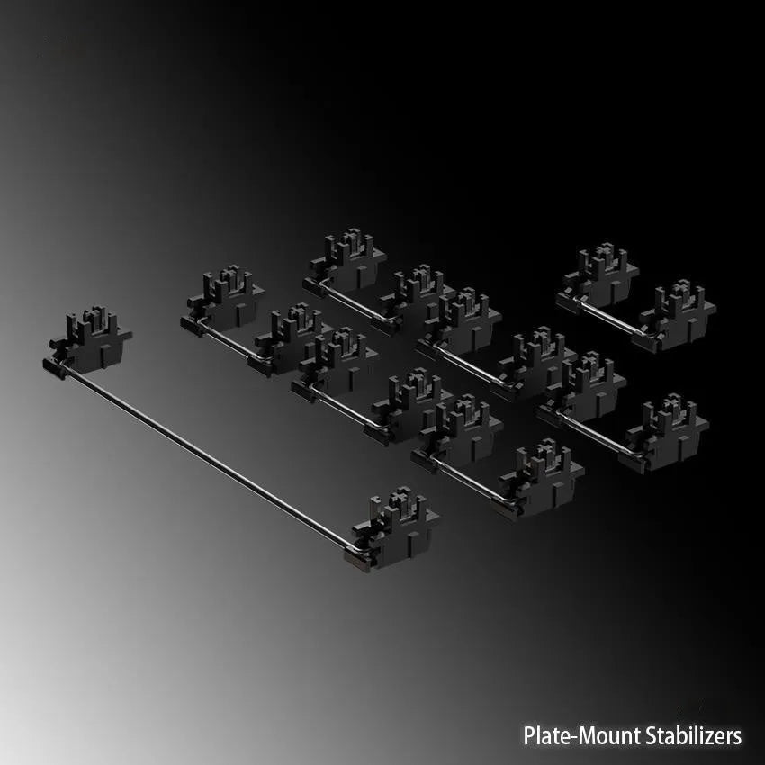 Keyboard stabiliser shaft accessories in black and white colours for 6.25U and 7U mechanical keyboards