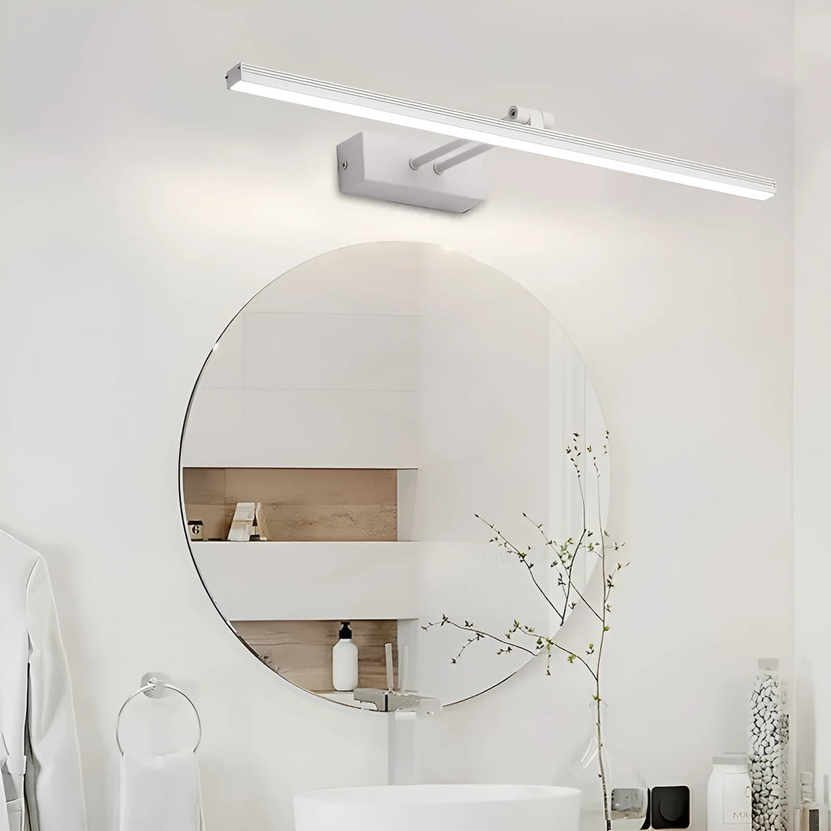 LED bathroom mirror light strip in black or white, 50cm 60cm 80cm, 10W 12W 16W, wall-mounted for bathroom mirror