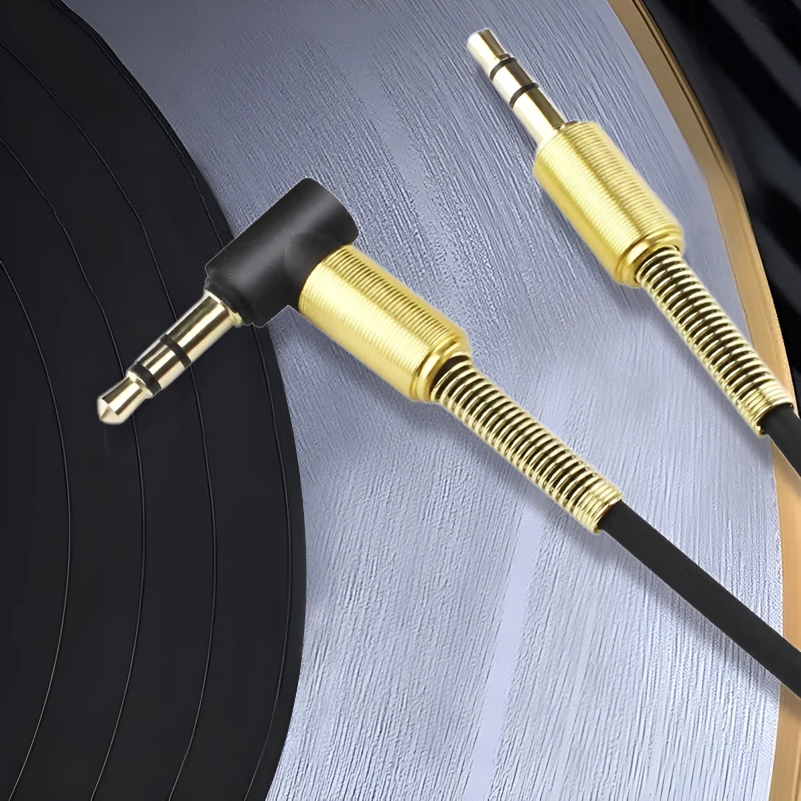 35mm gold-plated male-to-male retractable spring elbow audio cable for car stereo