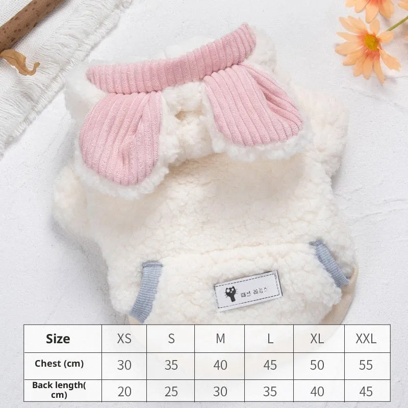 Thickened polyester pet coat with cute bear design in beige bear colour for small dogs