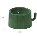 Green high-stand cat bowl with cactus design and anti-slip base.