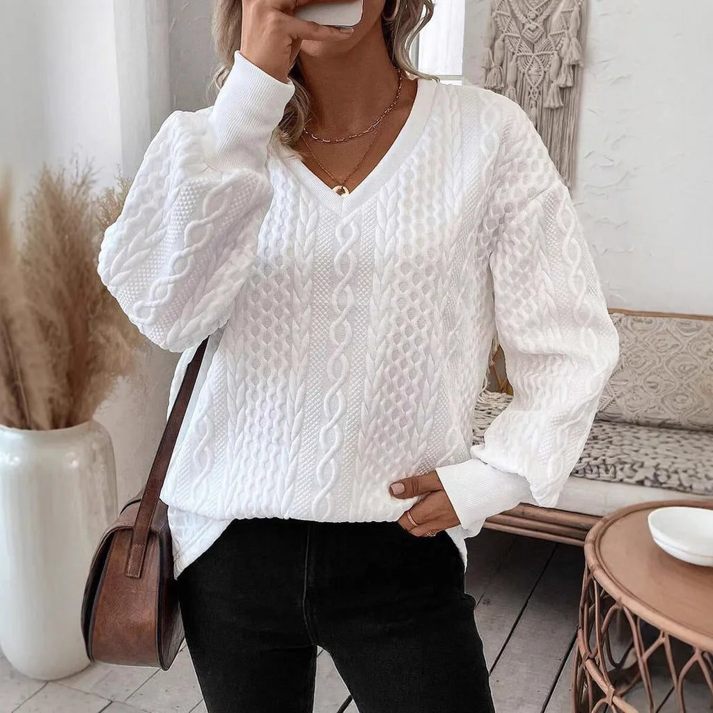 Men's loose fit long sleeve T-shirt in Milky White with 3D pattern detail