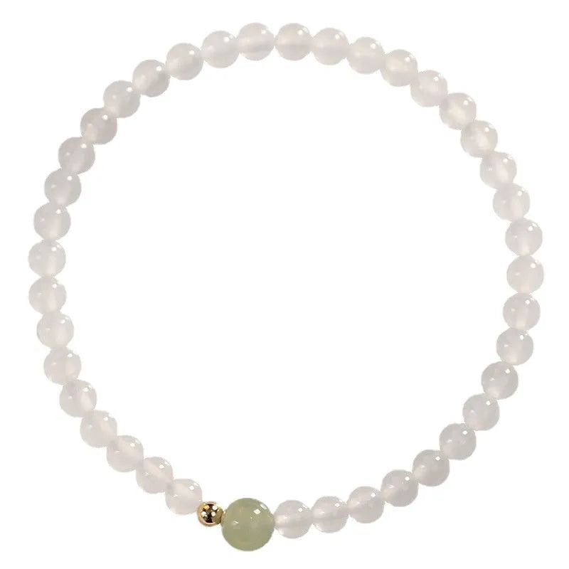 Hetian Jade White Agate women's bracelet with 15cm length and manual craftsmanship
