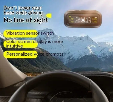 Solar wireless car tyre pressure monitor with colour screen display and four external sensors