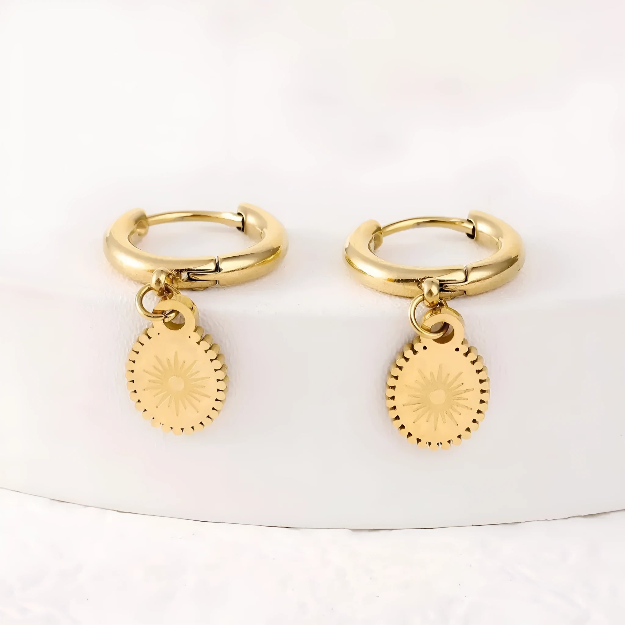 Women's stainless steel geometry earrings with ellipse design in XY-EH005 colour