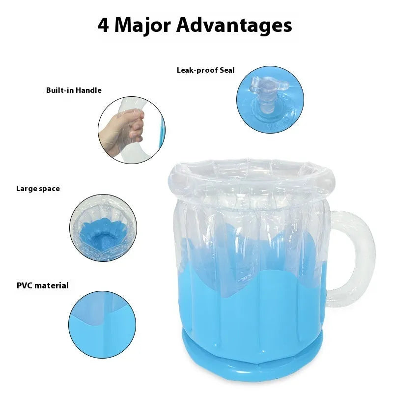 Yellow inflatable PVC ice bucket for outdoor parties and beach use