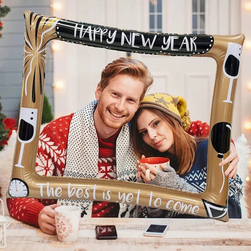 Christmas inflatable photo frame with holiday motifs for festive photography