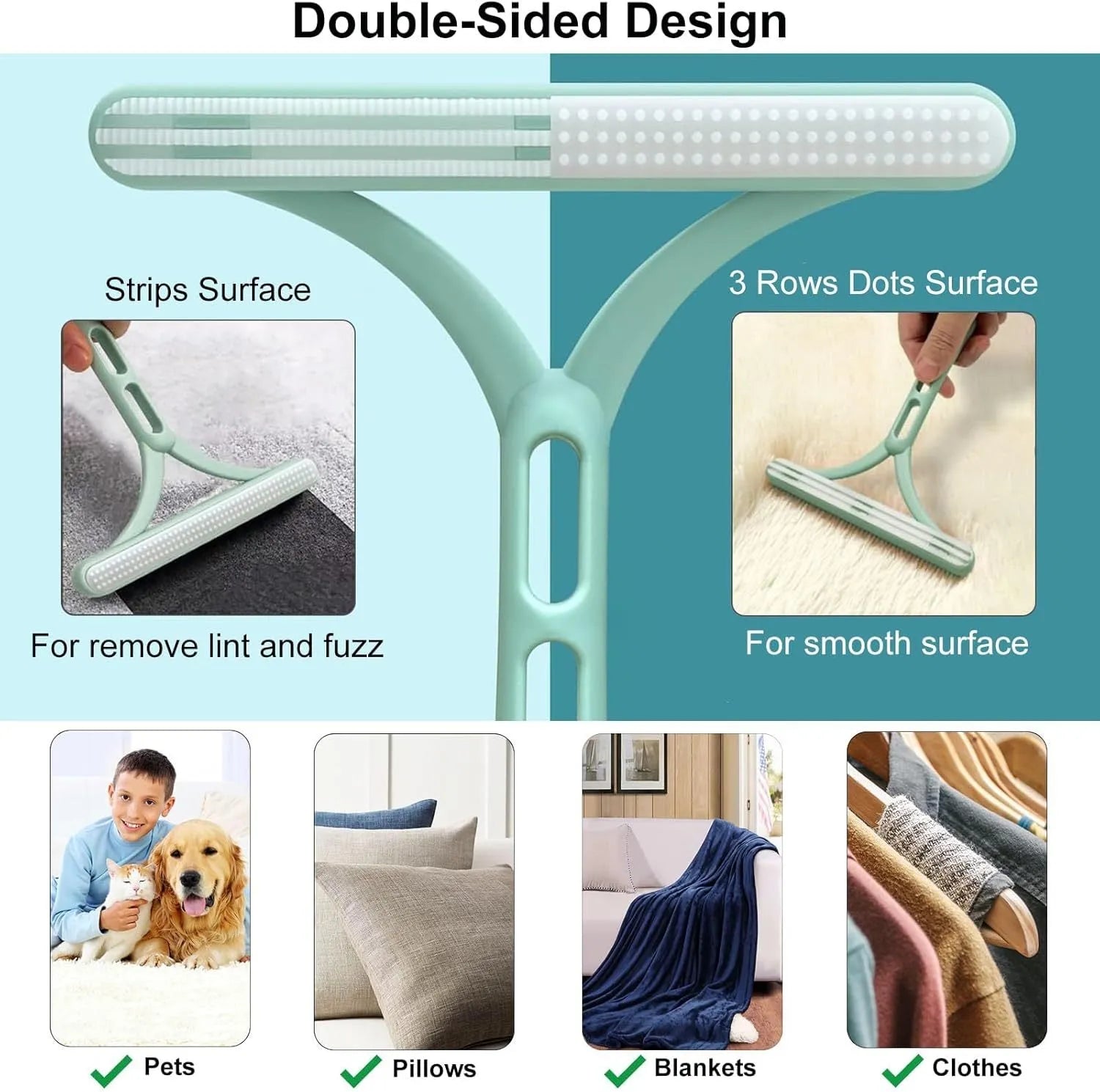 Three-piece pet hair remover set with metal lint shaver, silicone brush, and round ABS/TPR cleaner